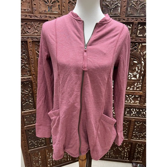 LOGO XS  by Lori Goldstein Rose Mixed Material Athletic Full Zip Jacket - Picture 1 of 4